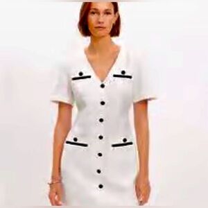 LOFT Elegant Tweed White and Black Mini “Chanel-style” Dress - Sz 10!